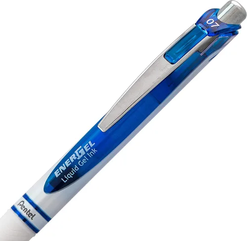Miniatura 3 de Pentel EnerGel Pearl - Bolígrafo de gel líquido retráctil, punta de aguja (0,7 mm), trazo medio, tinta azul, paquete de 2 unidades (BLN77WBP2C)