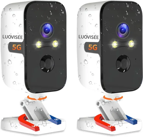 Cámaras de Seguridad Inalámbricas para Exteriores e Interiores, Cámaras Horizontales de 180° para Seguridad del Hogar con Batería, Cámara WiFi de