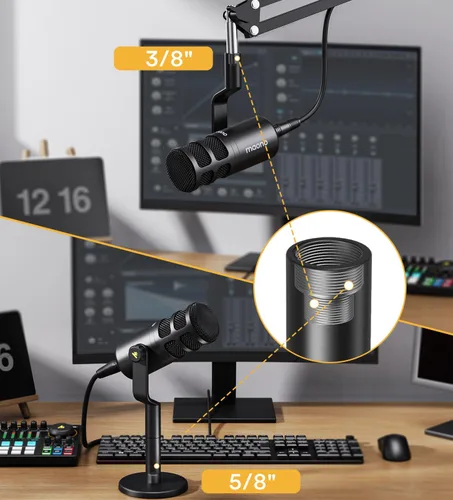 Miniatura 7 de MAONO Micrófono de podcast XLR, micrófono dinámico de estudio cardioide para grabación vocal, transmisión, voz en off, tecnología de aislamiento