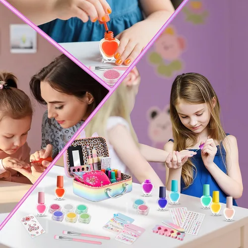 Miniatura 7 de Juego de esmaltes de uñas para niñas, kit de salón de esmalte de uñas de secado rápido, esmalte de uñas despegable, juguetes de regalo ideal