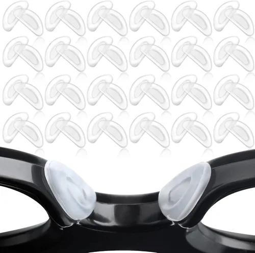 Frienda 24 pares de almohadillas de nariz para lentes, cojín adhesivo de silicona suave con respaldo adhesivo, cámara de aire antideslizante en