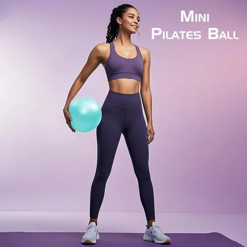 Miniatura 7 de Juego de anillos de pilates: círculo mágico de 14 pulgadas con asas acolchadas dobles, mini bola de pilates y bandas de resistencia