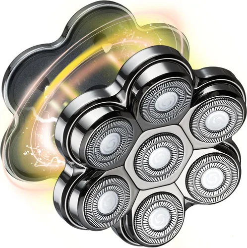 Miniatura 8 de Cabezales de repuesto universales para afeitadora de cabeza magnética, 7 cuchillas, cuchillas de repuesto para hombres calvos, compatibles