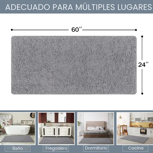 Miniatura 2 de LOCHAS Alfombra de Baño de Lujo Lanuda Tapete de Baño de 24 x 60 Pulgadas, Alfombras de Baño Lavables Antideslizantes para Baño y Ducha, Alfombras