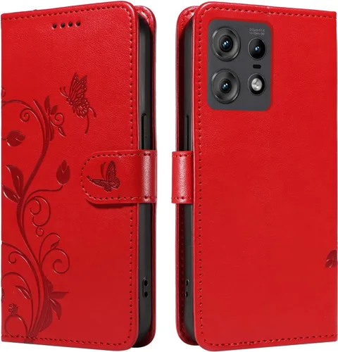 Miniatura 111 de Funda para Motorola Moto E22/E22i, piel sintética, con tarjetero y correa para la muñeca, a prueba de golpes, funda magnética para Motorola Moto Rojo