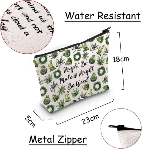 Miniatura 2 de JXGZSO Divertida bolsa de maquillaje de malezas con cremallera regalos para mujeres podría ser maquillaje podría ser bolsa de cosméticos de malezas