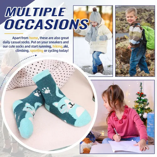 Miniatura 18 de Eocom 6 pares de calcetines de invierno cálidos de lana para niños y niñas