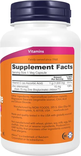 Miniatura 2 de NOW Foods Suplementos, C-1000 e inmune al zinc, fórmula de apoyo estacional*, protección antioxidante*, 90 cápsulas vegetales