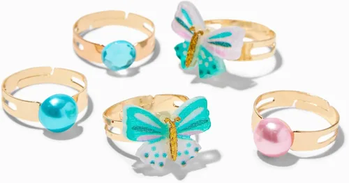 Claire's Anillos de vestir para niñas, juego de joyas para niños para juegos de princesa y ocasiones especiales, anillos ajustables para niñas