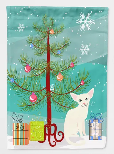 Miniatura 50 de Caroline's Treasures BB4411GF Bandera de jardín con diseño de gato abisinio con texto en inglés "Merry Christmas" para jardín, bandera decorativa