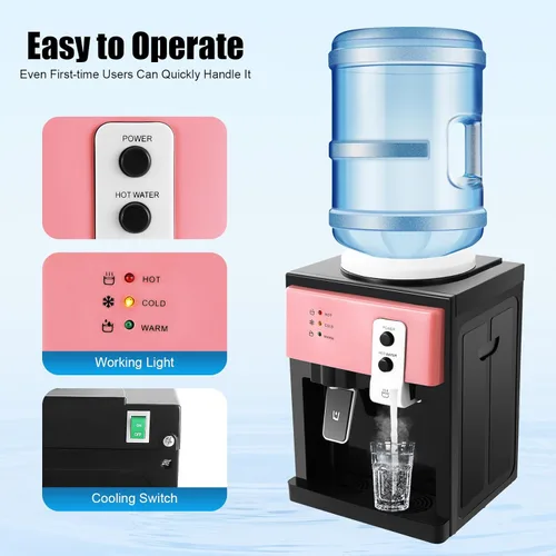 Miniatura 3 de Dispensador de agua para encimera, dispensador de agua fría y caliente, mini enfriador de escritorio, máquina eléctrica de mesa pequeña para hogar