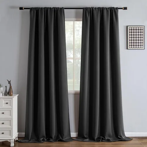 Miniatura 49 de IGEMAEVE Cortinas 100% opacas de 108 pulgadas de largo para dormitorio, juego de 2 paneles de cortinas opacas con bolsillo para barra y pestaña