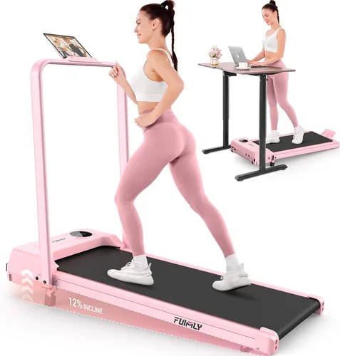 Miniatura 20 de FUNMILY Cinta de Correr Plegable con Almohadilla de Caminata Mejorada con Inclinación del 12%/15% y Barra de Manejo, Cintas de Correr Compactas