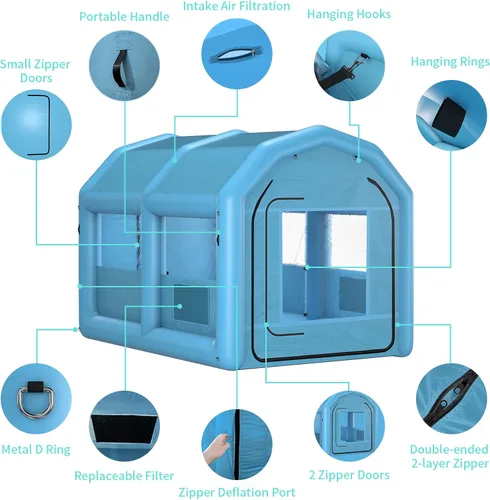 Miniatura 3 de XHYCPY Cabina de pulverización inflable de 13.5 x 8.5 x 8.5 pies, tienda de campaña inflable portátil con soplador de 750 W y sistema de filtro