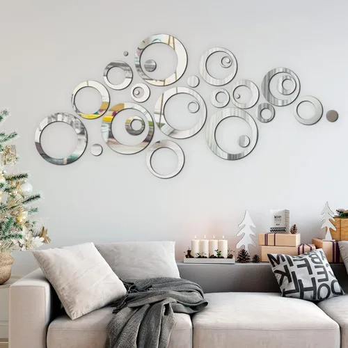 Miniatura 8 de Shappy 96 piezas de espejo circular, calcomanías de pared extraíbles para decoración de pared, calcomanías de espejo para sala de estar, dormitorio