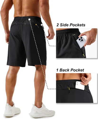 Miniatura 105 de TACVASEN Pantalones cortos deportivos para correr para hombre, 9 pulgadas, de secado rápido, pantalones cortos ligeros de verano, 3 bolsillos