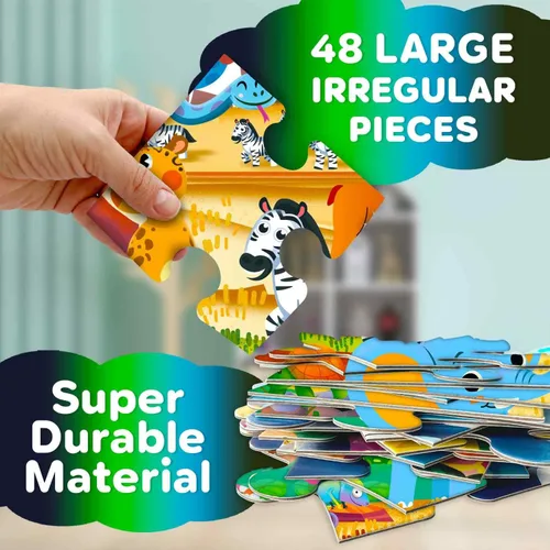 Miniatura 4 de QUOKKA Rompecabezas de suelo para niños de 4 a 8 años - Rompecabezas gigante que brilla en la oscuridad de 2 x 3 pies - 48 piezas grandes - escena