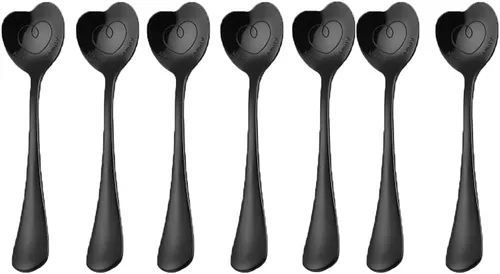Miniatura 7 de 7 piezas de cucharas de acero inoxidable con forma de corazón - Café, postre, helado, té, amor - Lindas (doradas)