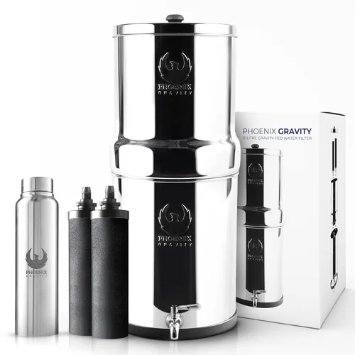Miniatura 10 de 1.5 G Filtro de agua por gravedad Certificado NSF Filtro de agua para encimera de acero inoxidable AISI 304 2 filtros de carbón Válvula