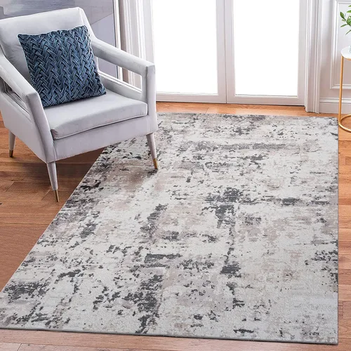 Miniatura 28 de NAAR PAYAS Collection - Alfombra de área de 6 x 9 pies, diseño de medallón crema y azul, no se desprende, resistente a las manchas, para sala