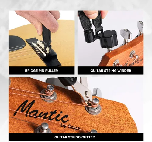 Miniatura 6 de MIFOGE Kit de herramientas de reparación de guitarra de 25 piezas con bolsa de transporte para guitarra eléctrica acústica, ukelele, bajo