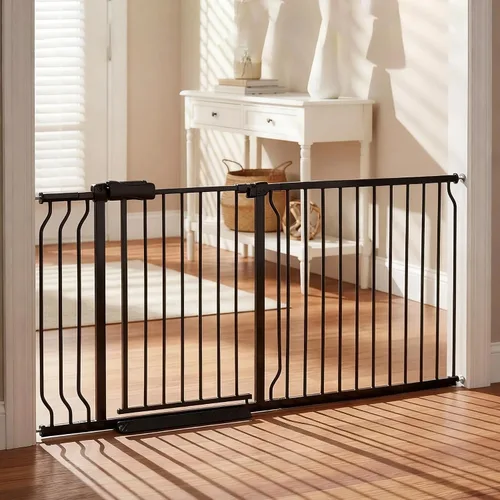 Miniatura 20 de Puerta de bebé estrecha de 24-29 pulgadas, puerta de seguridad de montaje a presión sin perforación para escaleras y puertas, puerta de seguridad