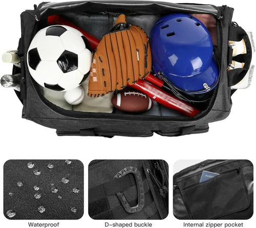 Miniatura 4 de Bolsa de deporte de béisbol extragrande de 120 litros para adultos, sóftbol, gimnasio, con compartimento para zapatos, bolsa de equipo de bate