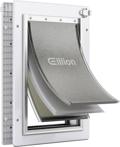 Miniatura 8 de Puerta grande para perro para puerta exterior, puerta de perro para puerta, puerta de perro con marco de aluminio, 3 solapas, panel de cierre