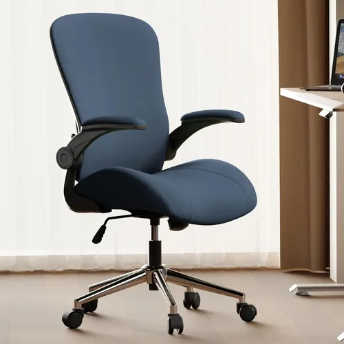 Miniatura 9 de Silla ergonómica de escritorio de oficina verde, cojín de asiento curvado grueso de tela suave con soporte lumbar ajustable, mezcla perfecta