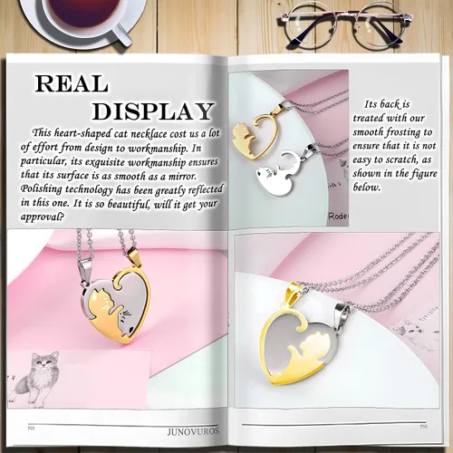 Miniatura 4 de JUNOVUROS Collar con colgante de BFF para niñas, corazón, rompecabezas redondo, collar con colgante de amistad, collar de acero inoxidable