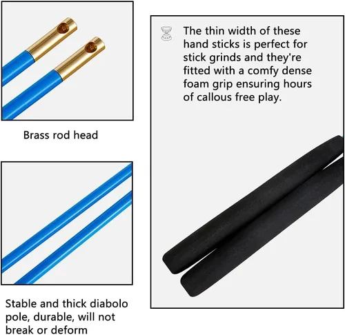 Miniatura 5 de Diábolo de yoyo chino con sonido de silbato, rodamientos triples Diábolo, juguetes de malabarismo de yoyos chinos, diábolo colorido con palos