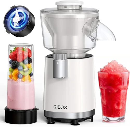 Miniatura 10 de QIBOX Máquina de Conos de Nieve y Licuadora de Batidos 2 en 1, Potente Máquina de Hielo Raspado de 700W, Máquina de Granizados, Preparador de Negro