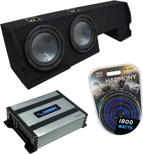 Harmony Audio HA-R124 Compatible con Ford F-150 Super Crew Truck 2001-2003 con carcasa de subwoofer doble de 12 pulgadas sellada y amplificador