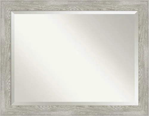 Miniatura 39 de Amanti Art Espejo de baño gris para sobre el fregadero, espejo rectangular gris rústico de corteza de 25 x 21 pulgadas, marco rústico de campo