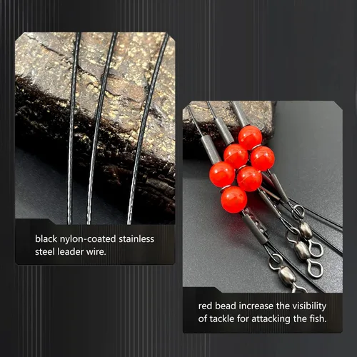 Miniatura 5 de YOTO Líderes de pesca, aparejo de aparejos de acero inoxidable con señuelo de aparejos giratorios a presión, líder de alambre de agua salada, líder