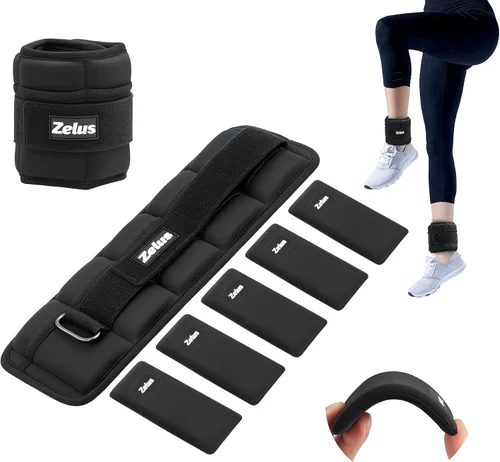 ZELUS - Pesas de tobillo de hierro blando Z-Fit, 1 par ajustable, 4LB/7LB/10LB para mujeres y hombres, pesas de pierna ultra delgadas con correas
