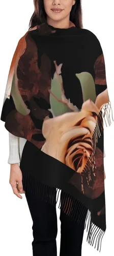 Miniatura 10 de Bufandas para mujer, bufanda cálida de invierno, con borla, manta de gran tamaño, bufandas de color negro, melocotón, rosa, chal