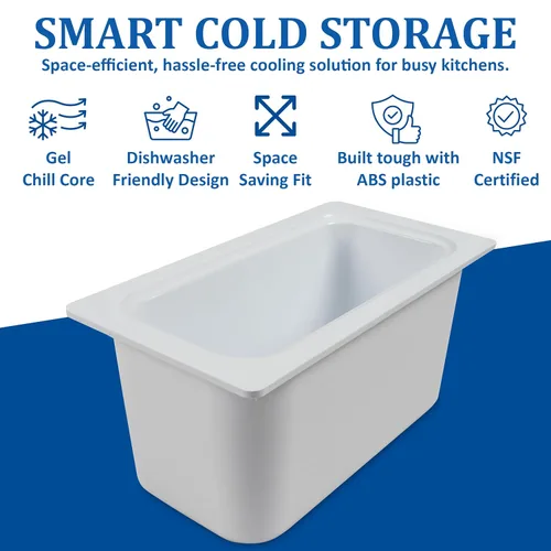 Miniatura 6 de San Jamar Chill-It - Sartén para alimentos de 1/3 – CI7003WH 6 pulgadas de profundidad aislada comercial con forro de gel congelable, recipiente