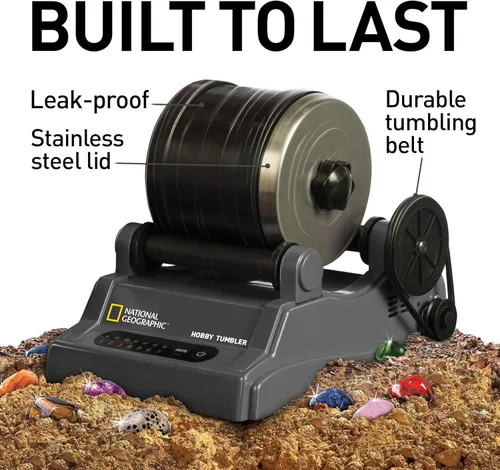Miniatura 2 de Kit de pulidor de rocas para aficionados de National Geographic - Pulidora de rocas para niños y adultos, barril con reducción de ruido, grano, 1.13