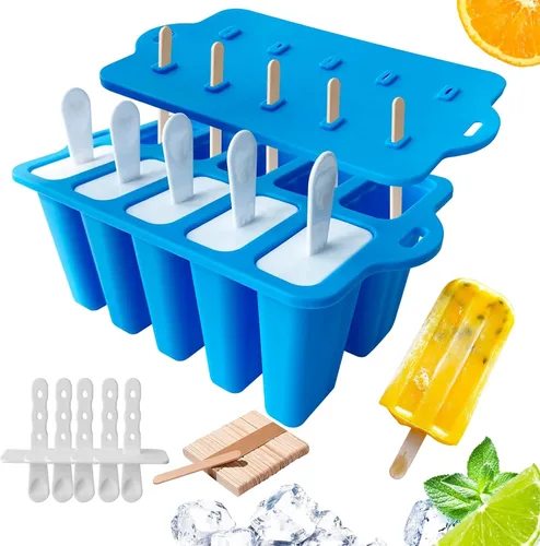 Moldes de silicona para paletas con palitos, juego de moldes para paletas de fácil liberación, molde para paletas de hielo sin BPA, molde de helado
