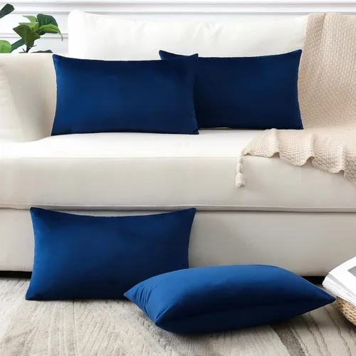 Miniatura 18 de OTOSTAR Juego de 4 fundas de almohada decorativas de terciopelo suave, fundas de cojín lumbares sólidas, fundas de cojín lujosas para sofá