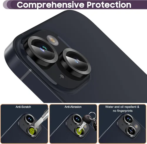 Miniatura 5 de Suoman Protector de lente de cámara para iPhone 14 de 6.1 pulgadas, protector de lente de cámara de 6.7 pulgadas, película de vidrio templado 9H