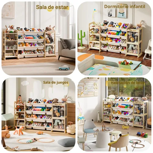 Miniatura 7 de Organizador grande de almacenamiento de juguetes para niños, organizadores de juguetes y almacenamiento con almacenamiento de animales de peluche