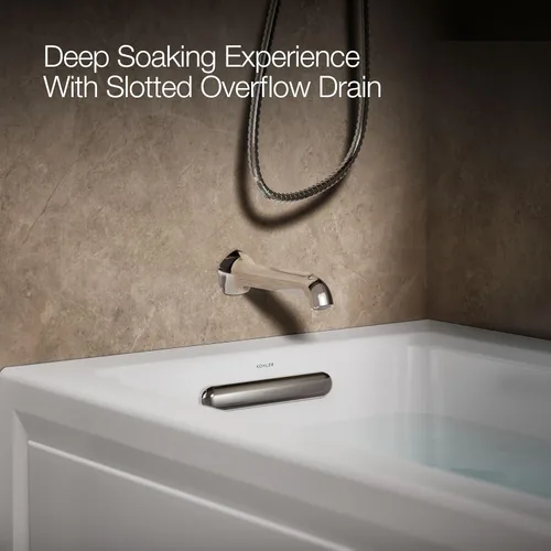 Miniatura 5 de KOHLER K-1947-HLA-0 Archer 60" x 30" Alcove Whirlpool con delantal integral, brida de azulejos, calentador y drenaje izquierdo, blanco