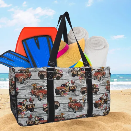 Miniatura 250 de NGIL Bolsa de comestibles reutilizable extra grande plegable de gran tamaño para comestibles, almacenamiento, picnic, playa, Estampado