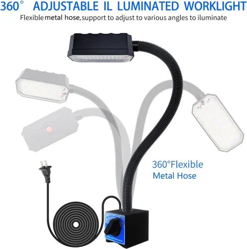 Miniatura 7 de Luz de trabajo magnética, 2000 lúmenes, luz LED para máquina con base magnética fuerte, lámpara magnética flexible de 20 pulgadas para garaje