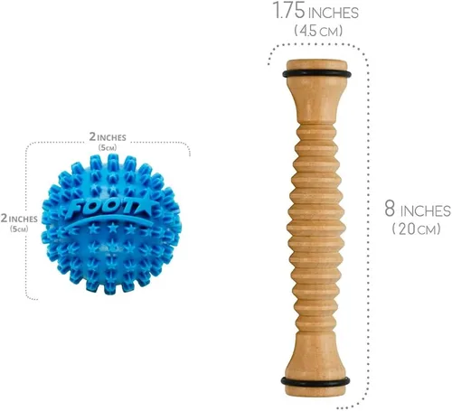 Miniatura 2 de Rodillo de pie de madera Body Back y paquete de bola de masaje de pies Foot Star® para alivio de la fascitis plantar