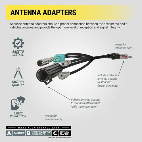 Miniatura 6 de Scosche MDA1B Adaptador de antena micro/Delco para estéreo de automóvil compatible con vehículos GM e importación seleccionados 1985-2013