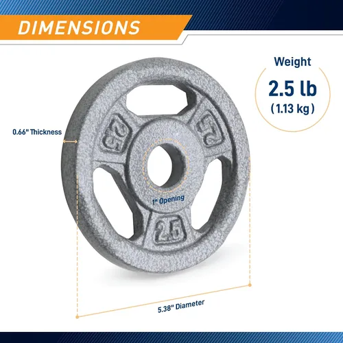 Miniatura 2 de Marcy Classic - Discos de agarre estándar de hierro fundido de 1" para entrenamiento de fuerza y levantamiento de pesas