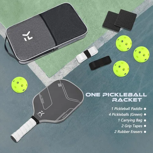 Miniatura 6 de Juego de 2 palas de pickleball T700 y 0.630 in de fibra de carbono con superficie mate CMS núcleo de panal ligero y protector de borde duradero